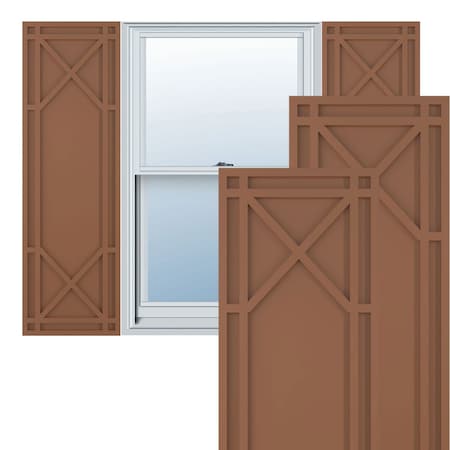 True Fit PVC Bungalow Fixed Mount Shutters, Burnt Toffee, 18W X 72H